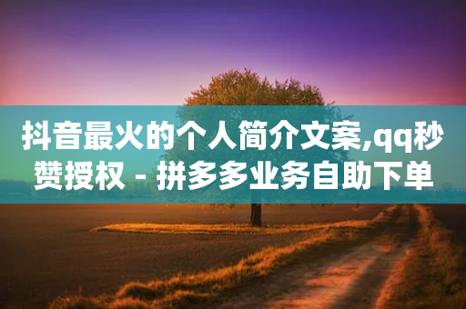 抖音最火的个人简介文案,qq秒赞授权 - 拼多多业务自助下单网站 - 拼多多小号购买网站