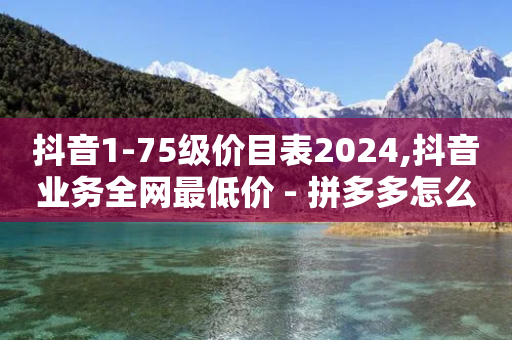 抖音1-75级价目表2024,抖音业务全网最低价 - 拼多多怎么刷助力 - 咋样可以注册多个拼多多账号