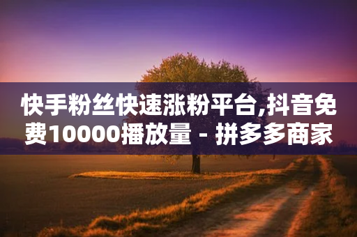 快手粉丝快速涨粉平台,抖音免费10000播放量 - 拼多多商家服务平台 - 拼多多助力黑科技苹果