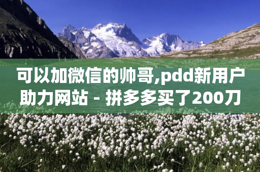 可以加微信的帅哥,pdd新用户助力网站 - 拼多多买了200刀全被吞了 - 拼多多砍价可以点吗