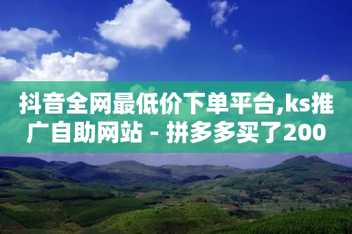 抖音全网最低价下单平台,ks推广自助网站 - 拼多多买了200刀全被吞了 - 拼多多客服电话多少呢-第1张图片-靖非智能科技传媒