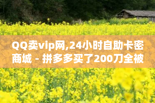 QQ卖vip网,24小时自助卡密商城 - 拼多多买了200刀全被吞了 - 拼多多免费领5件1500元助力