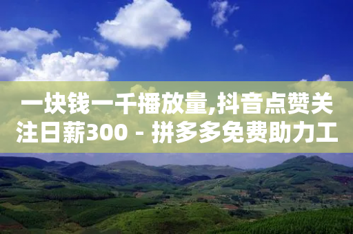 一块钱一千播放量,抖音点赞关注日薪300 - 拼多多免费助力工具无限制 - 多多带货助手免费版