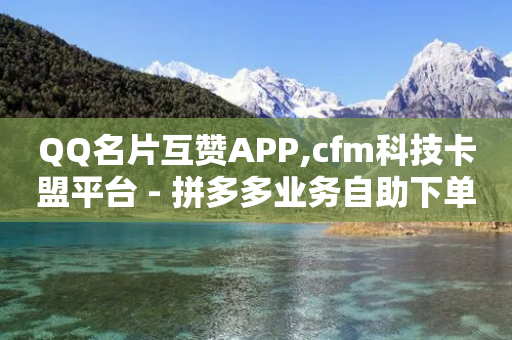 QQ名片互赞APP,cfm科技卡盟平台 - 拼多多业务自助下单网站 - 拼多多客服可以给优惠券