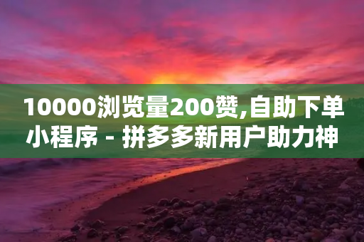 10000浏览量200赞,自助下单小程序 - 拼多多新用户助力神器 - 拼多多网店自己可以购买么