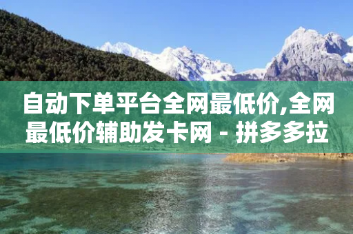 自动下单平台全网最低价,全网最低价辅助发卡网 - 拼多多拉人助力群 - 拼多多助力卡盟网