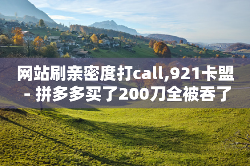 网站刷亲密度打call,921卡盟 - 拼多多买了200刀全被吞了 - 拼多多元宝结束后出福卡