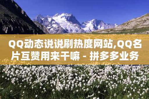 QQ动态说说刷热度网站,QQ名片互赞用来干嘛 - 拼多多业务关注下单平台 - 刷拼多多新人助力