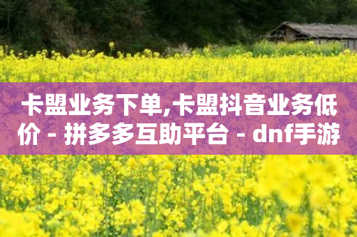 卡盟业务下单,卡盟抖音业务低价 - 拼多多互助平台 - dnf手游半自动辅助