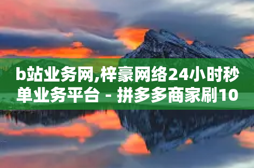 b站业务网,梓豪网络24小时秒单业务平台 - 拼多多商家刷10万销量 - 拼多多助力那个怎么弄