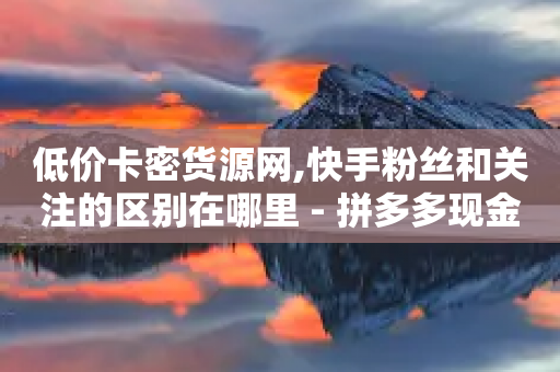 低价卡密货源网,快手粉丝和关注的区别在哪里 - 拼多多现金大转盘咋才能成功 - 拼多多发链接怎么助力-第1张图片-靖非智能科技传媒