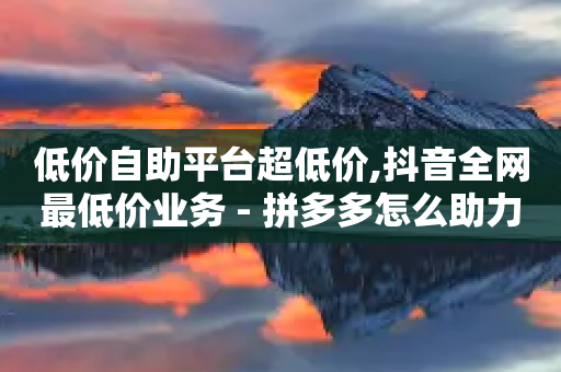 低价自助平台超低价,抖音全网最低价业务 - 拼多多怎么助力成功 - 2024小程序互助群-第1张图片-靖非智能科技传媒