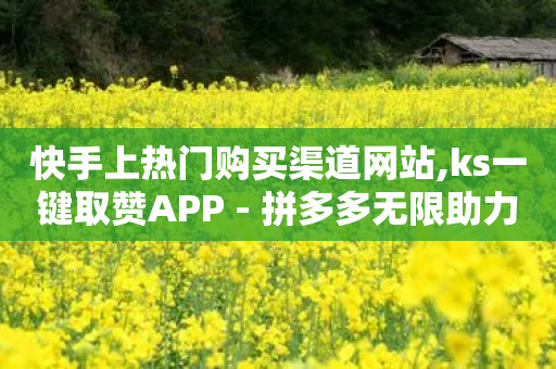 快手上热门购买渠道网站,ks一键取赞APP - 拼多多无限助力工具 - 多多驿站加盟官网电话号码-第1张图片-靖非智能科技传媒