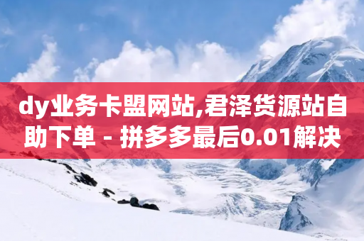 dy业务卡盟网站,君泽货源站自助下单 - 拼多多最后0.01解决办法 - 有什么可以薅羊毛的平台