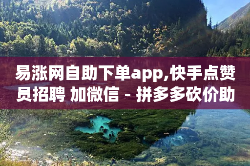 易涨网自助下单app,快手点赞员招聘 加微信 - 拼多多砍价助力助手 - 拼多多助力可以用小程序吗