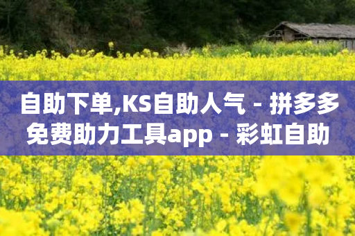 自助下单,KS自助人气 - 拼多多免费助力工具app - 彩虹自助下单24