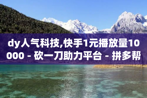 dy人气科技,快手1元播放量10000 - 砍一刀助力平台 - 拼多帮忙砍一刀会受骗吗