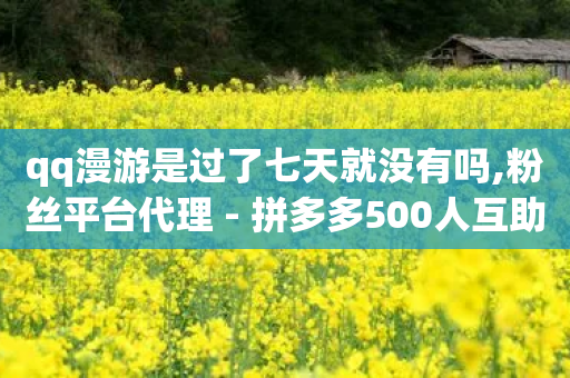 qq漫游是过了七天就没有吗,粉丝平台代理 - 拼多多500人互助群 - 24小时微商软件自助下单商城