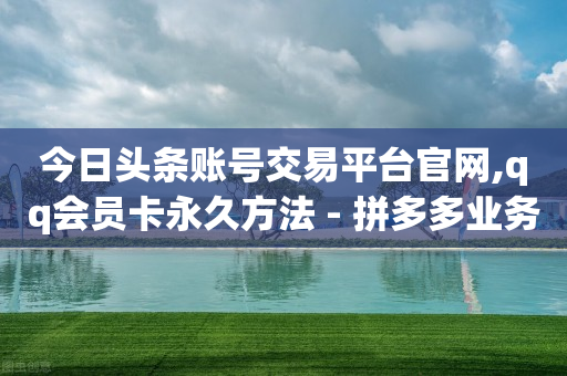 今日头条账号交易平台官网,qq会员卡永久方法 - 拼多多业务网 - 和平精英低价卡网-第1张图片-靖非智能科技传媒