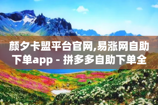 颜夕卡盟平台官网,易涨网自助下单app - 拼多多自助下单全网最便宜 - 群主红包群下载-第1张图片-靖非智能科技传媒