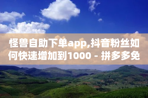 怪兽自助下单app,抖音粉丝如何快速增加到1000 - 拼多多免费一键助力神器 - 怎么看拼多多给好友助力记录