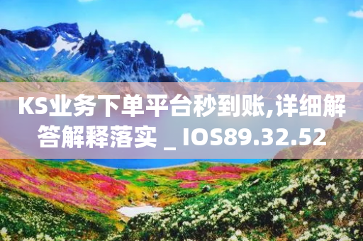 KS业务下单平台秒到账,详细解答解释落实 _ IOS89.32.52-第1张图片-靖非智能科技传媒