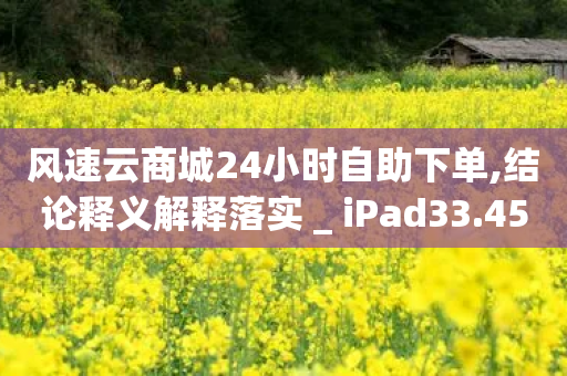 风速云商城24小时自助下单,结论释义解释落实 _ iPad33.45.213-第1张图片-靖非智能科技传媒