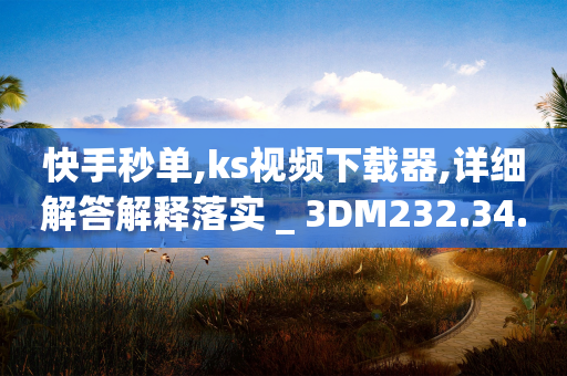 快手秒单,ks视频下载器,详细解答解释落实 _ 3DM232.34.64-第1张图片-靖非智能科技传媒