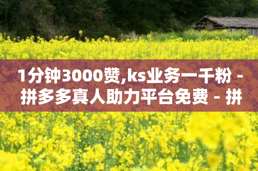 1分钟3000赞,ks业务一千粉 - 拼多多真人助力平台免费 - 拼多多0秒下单1秒付款软件-第1张图片-靖非智能科技传媒