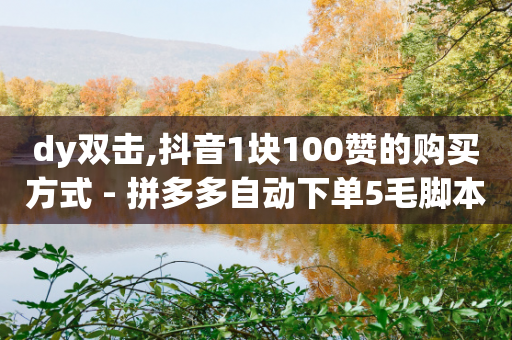 dy双击,抖音1块100赞的购买方式 - 拼多多自动下单5毛脚本下载 - 网上买的刀质量怎么样