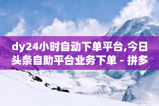 dy24小时自动下单平台,今日头条自助平台业务下单 - 拼多多电商 - 拼多多40大转盘全部步骤图