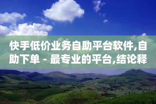 快手低价业务自助平台软件,自助下单 - 最专业的平台,结论释义解释落实 _ GM版169.322.39-第1张图片-靖非智能科技传媒