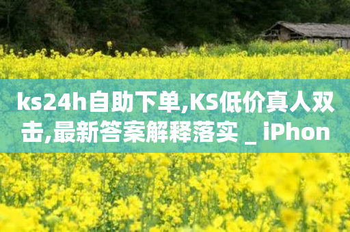 ks24h自助下单,KS低价真人双击,最新答案解释落实 _ iPhone54.67.161-第1张图片-靖非智能科技传媒