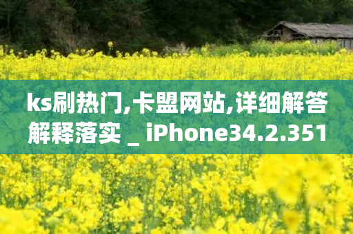 ks刷热门,卡盟网站,详细解答解释落实 _ iPhone34.2.351-第1张图片-靖非智能科技传媒