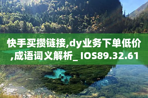 快手买攒链接,dy业务下单低价,成语词义解析_ IOS89.32.61