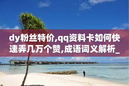 dy粉丝特价,qq资料卡如何快速弄几万个赞,成语词义解析_ GM版169.322.134-第1张图片-靖非智能科技传媒