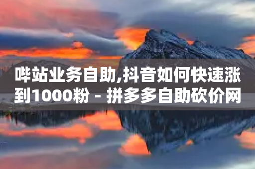 哔站业务自助,抖音如何快速涨到1000粉 - 拼多多自助砍价网站 - 拼多多无限刀软件下载