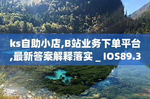 ks自助小店,B站业务下单平台,最新答案解释落实 _ IOS89.32.28-第1张图片-靖非智能科技传媒