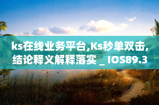 ks在线业务平台,Ks秒单双击,结论释义解释落实 _ IOS89.32.102