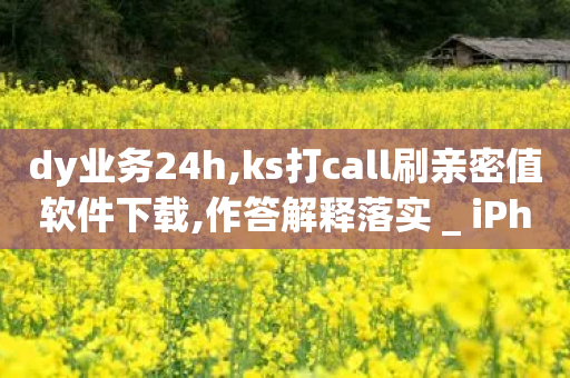 dy业务24h,ks打call刷亲密值软件下载,作答解释落实 _ iPhone34.2.108-第1张图片-靖非智能科技传媒