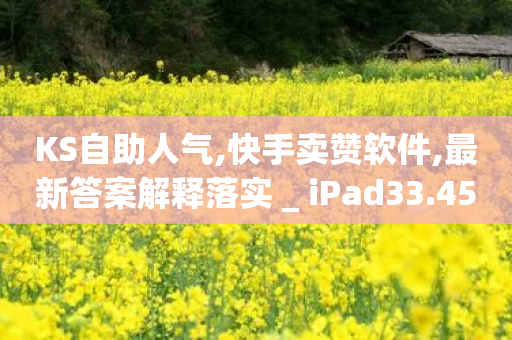 KS自助人气,快手卖赞软件,最新答案解释落实 _ iPad33.45.176-第1张图片-靖非智能科技传媒