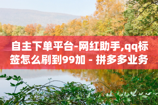 自主下单平台-网红助手,qq标签怎么刷到99加 - 拼多多业务平台自助下单 - 拼多多免费领5件最后差一个金币