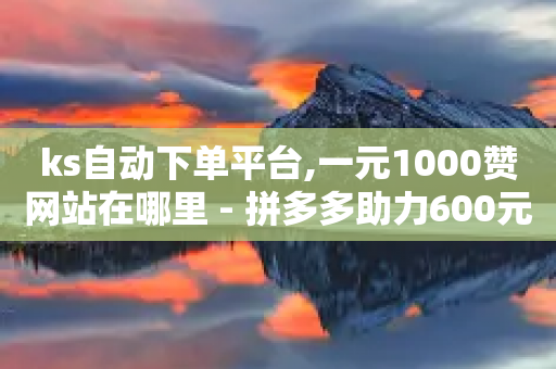 ks自动下单平台,一元1000赞网站在哪里 - 拼多多助力600元要多少人 - 拼多多满周号