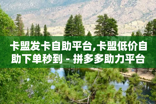 卡盟发卡自助平台,卡盟低价自助下单秒到 - 拼多多助力平台 - 拼多多无货源开店靠谱吗