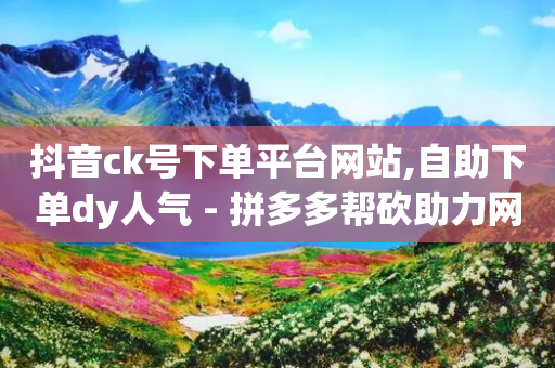 抖音ck号下单平台网站,自助下单dy人气 - 拼多多帮砍助力网站便宜的原因分析与反馈建议 - 黄峥把拼多多卖给谁了