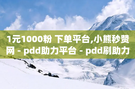 1元1000粉 下单平台,小熊秒赞网 - pdd助力平台 - pdd刷助力软件1毛10刀