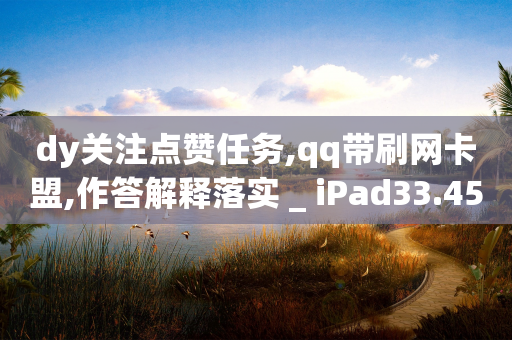 dy关注点赞任务,qq带刷网卡盟,作答解释落实 _ iPad33.45.199-第1张图片-靖非智能科技传媒