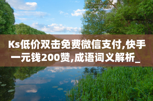 Ks低价双击免费微信支付,快手一元钱200赞,成语词义解析_ VIP345.324.69-第1张图片-靖非智能科技传媒