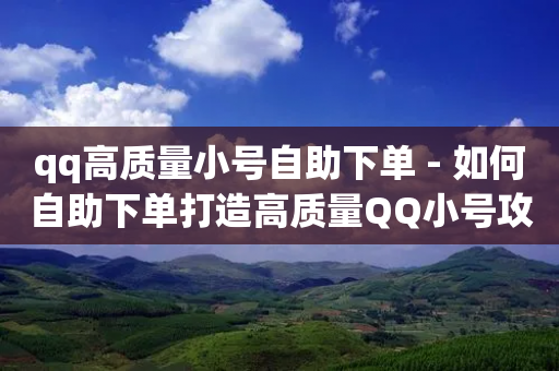 qq高质量小号自助下单 - 如何自助下单打造高质量QQ小号攻略!