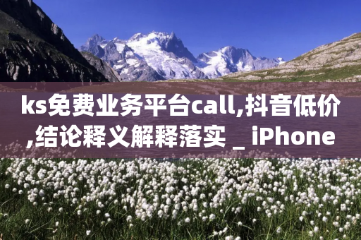 ks免费业务平台call,抖音低价,结论释义解释落实 _ iPhone54.67.142